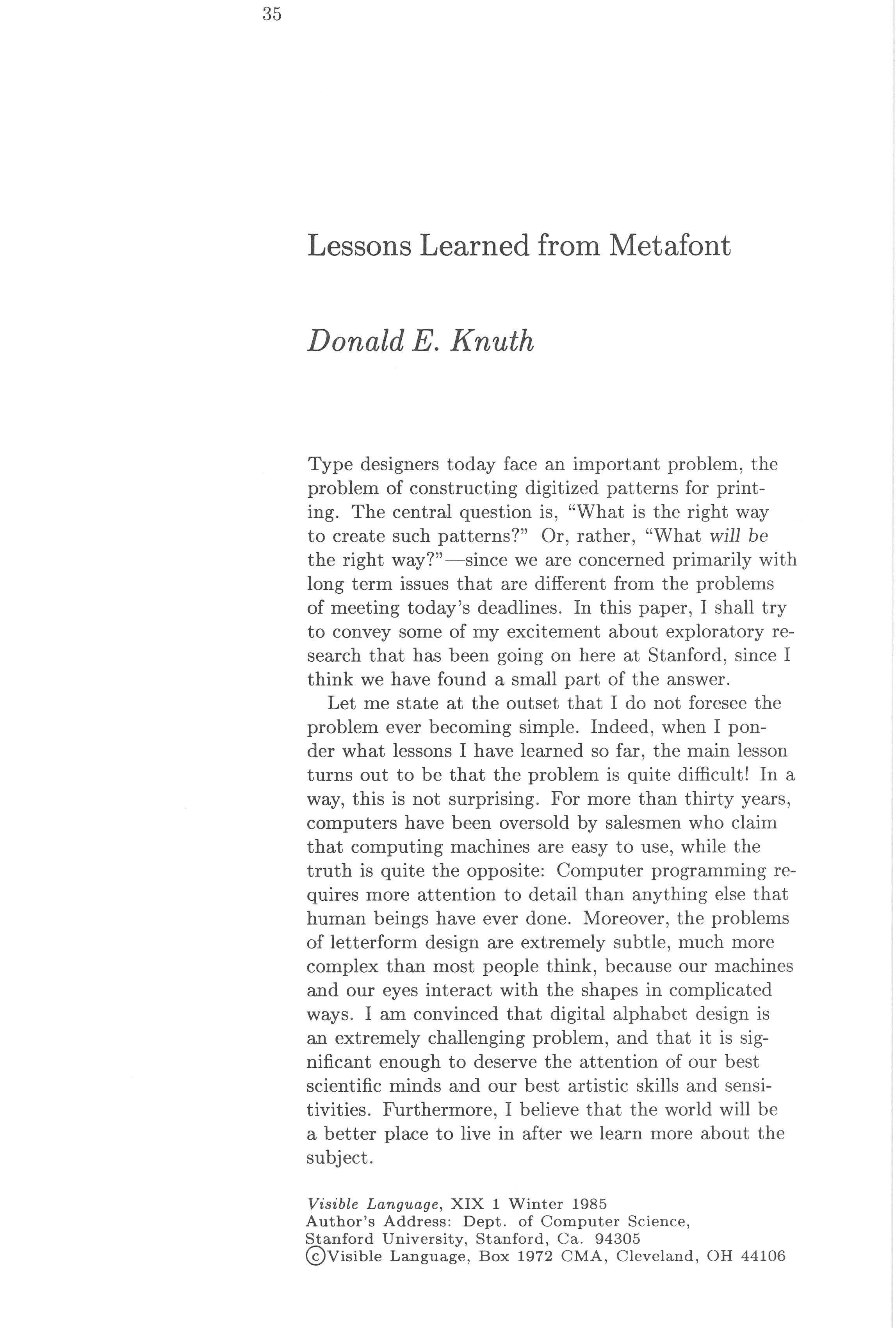 lessons learned from metafont